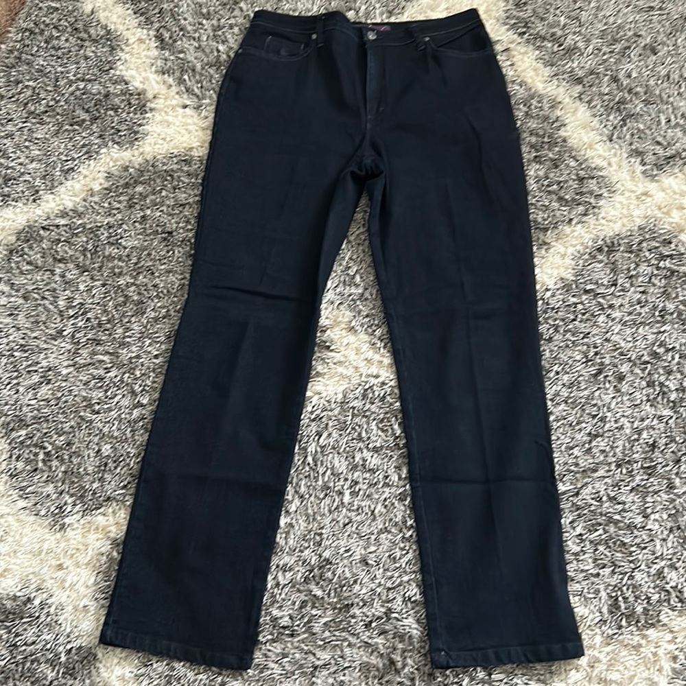 GLORIA VANDERBILT DARK BLUE AMANDA STRETCH JEAN SIZE 12 LONG